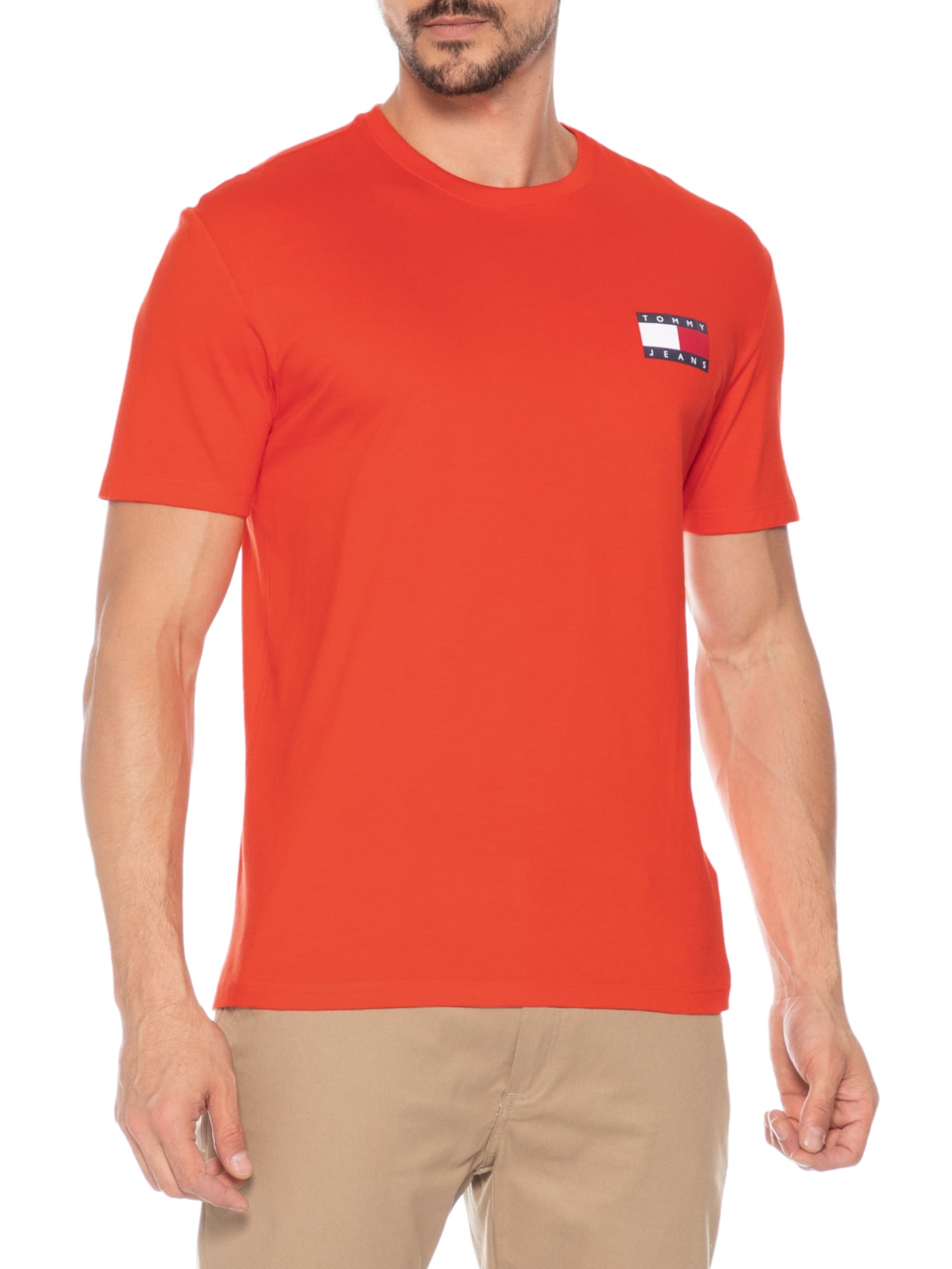 Camiseta Masculina Regular Fit Essential Flag – Laranja Tommy Jeans