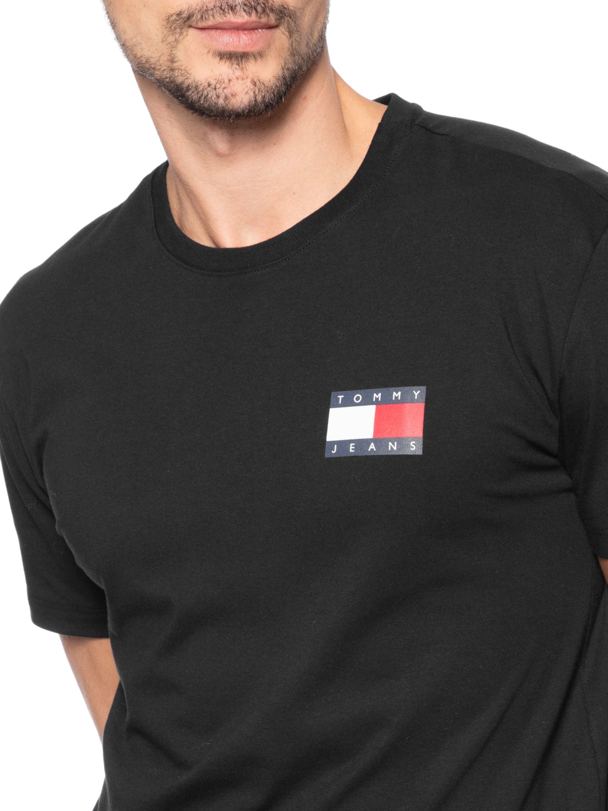 Camiseta Masculina Regular Fit Essential Flag – Preto Tommy Jeans