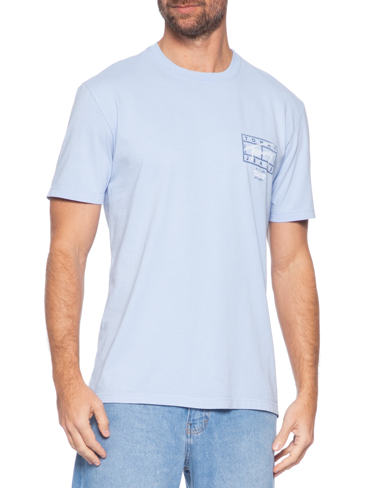 Camiseta Masculina Regular Fit Estampa Sign Spray Azul Tommy Jeans