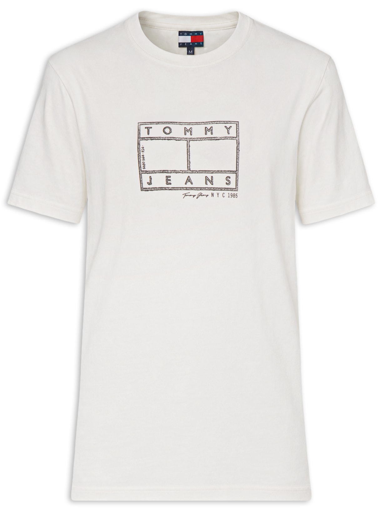 Camiseta Masculina Regular Fit Estampada Center Flag Branco Tommy Jeans