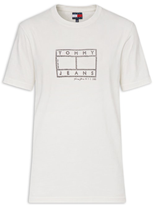 Camiseta Masculina Regular Fit Estampada Center Flag - Branco