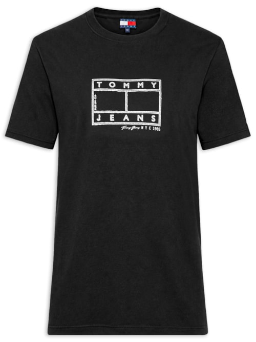 Camiseta Masculina Regular Fit Estampada Center Flag - Preto