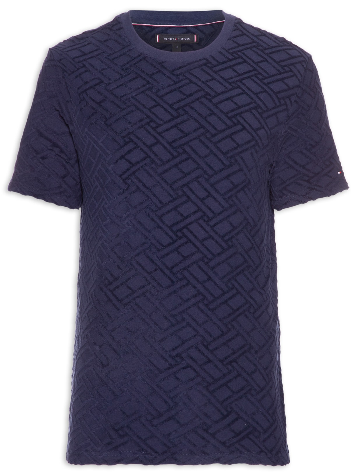 Camiseta Masculina Regular Fit Flag Jacquard - Azul