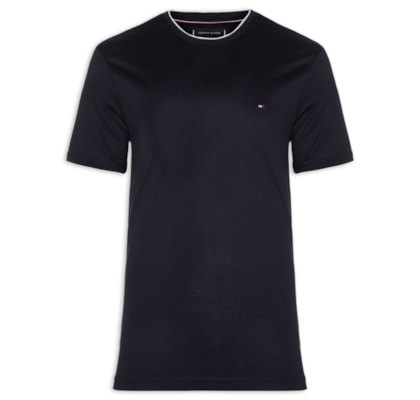 Camiseta Masculina Regular Fit Friso Gola Em Modal Sustentável - Azul