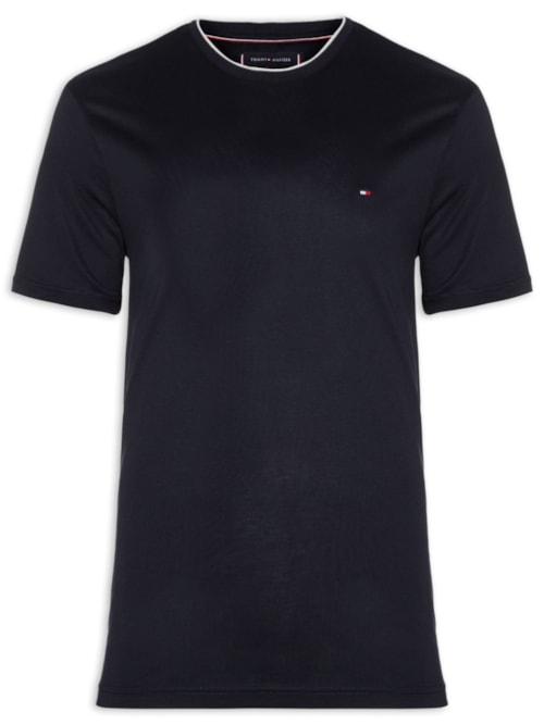 Camiseta Masculina Regular Fit Friso Gola Em Modal Sustentável - Azul