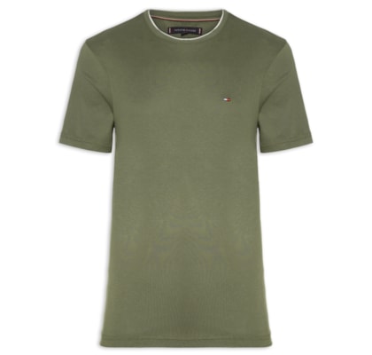 Camiseta Masculina Regular Fit Friso Gola Em Modal Sustentável - Verde