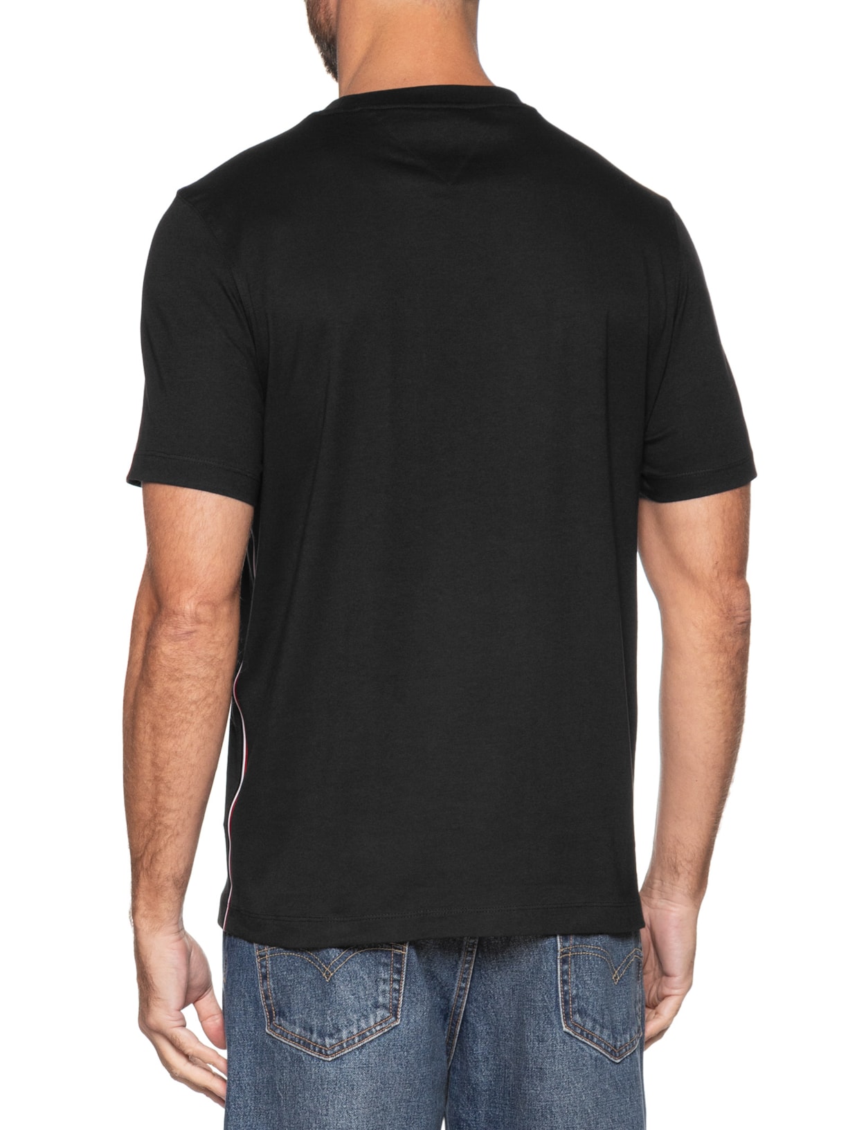 Camiseta Masculina Regular Fit Global Stripe Preto Tommy Hilfiger