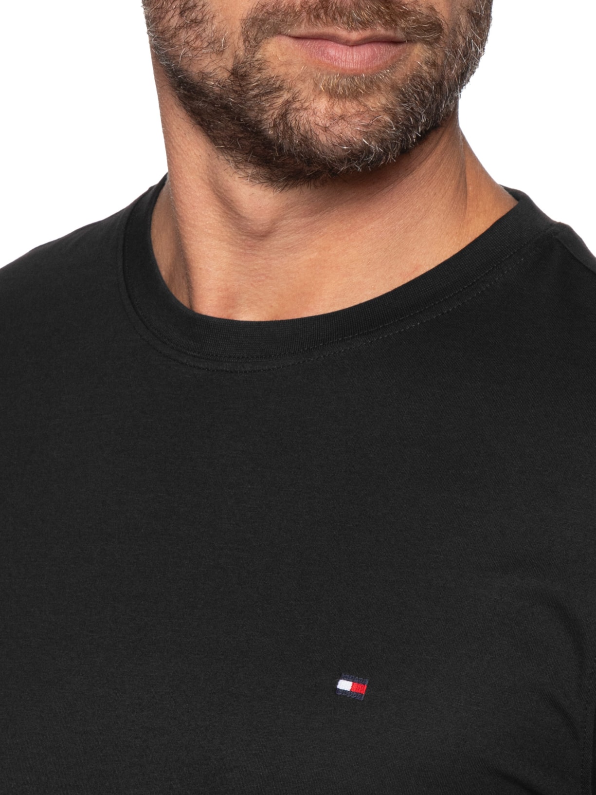 Camiseta Masculina Regular Fit Global Stripe Preto Tommy Hilfiger