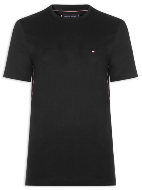 Camiseta Masculina Regular Fit Global Stripe - Preto
