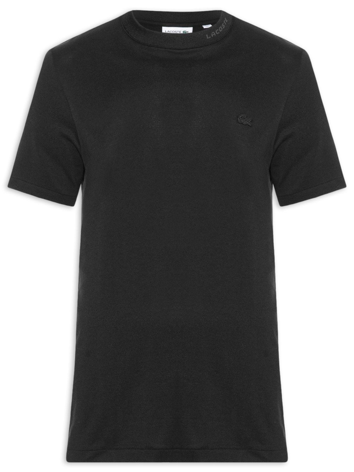 Camiseta Masculina Regular Fit Gola Jacquard Ultra Light Piquet - Preto