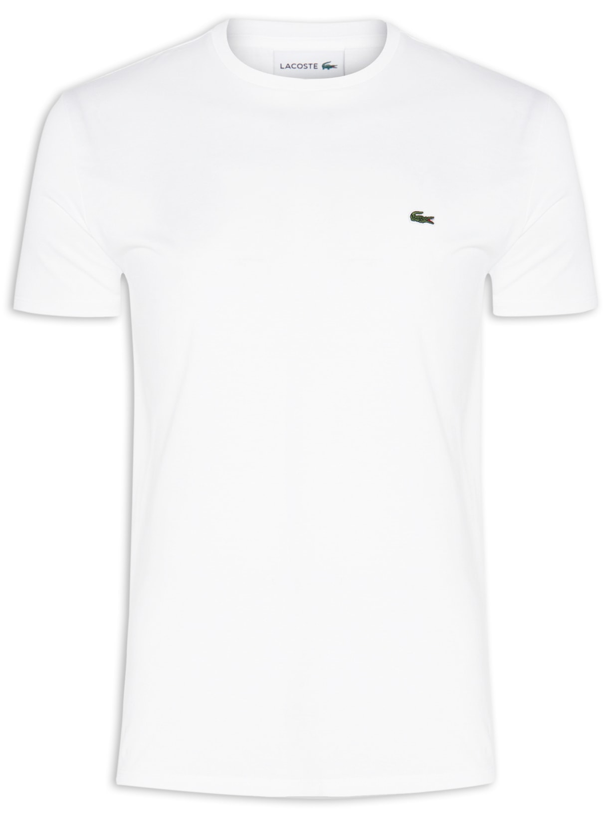 Camiseta Masculina Regular Fit Gola Redonda Em Algodão Pima Branco  Lacoste
