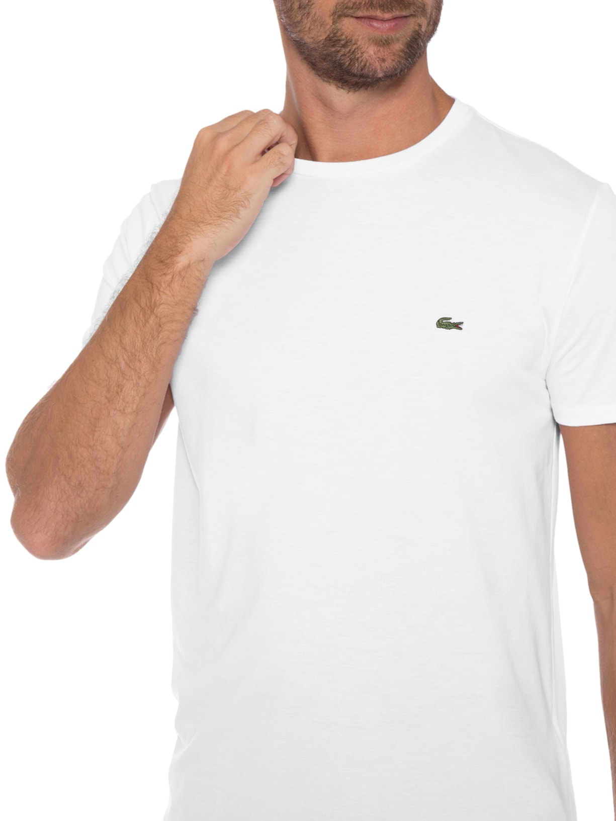 Camiseta Masculina Regular Fit Gola Redonda Em Algodão Pima Branco  Lacoste