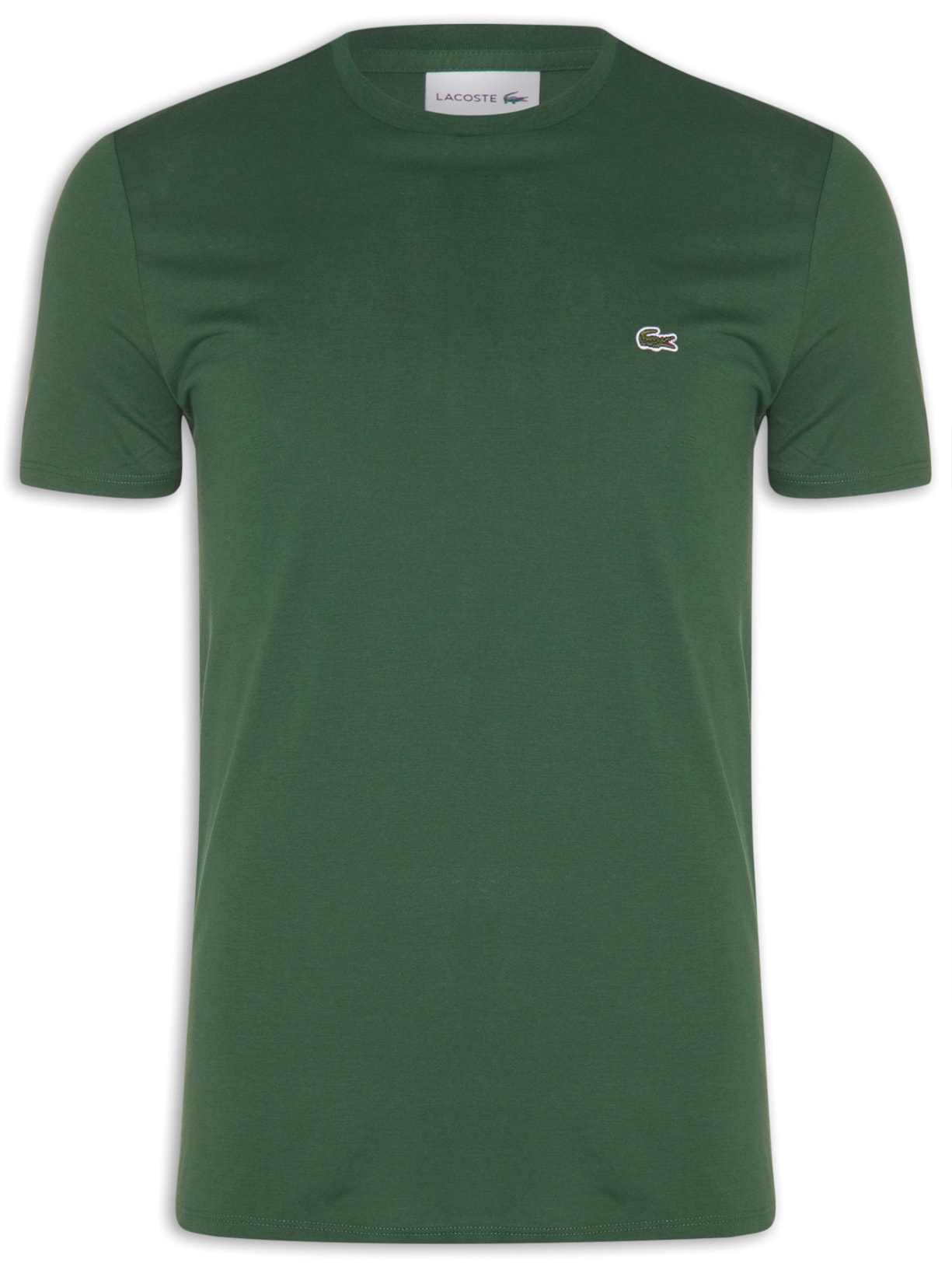 Camiseta Masculina Regular Fit Gola Redonda Em Algodão Pima Verde Lacoste