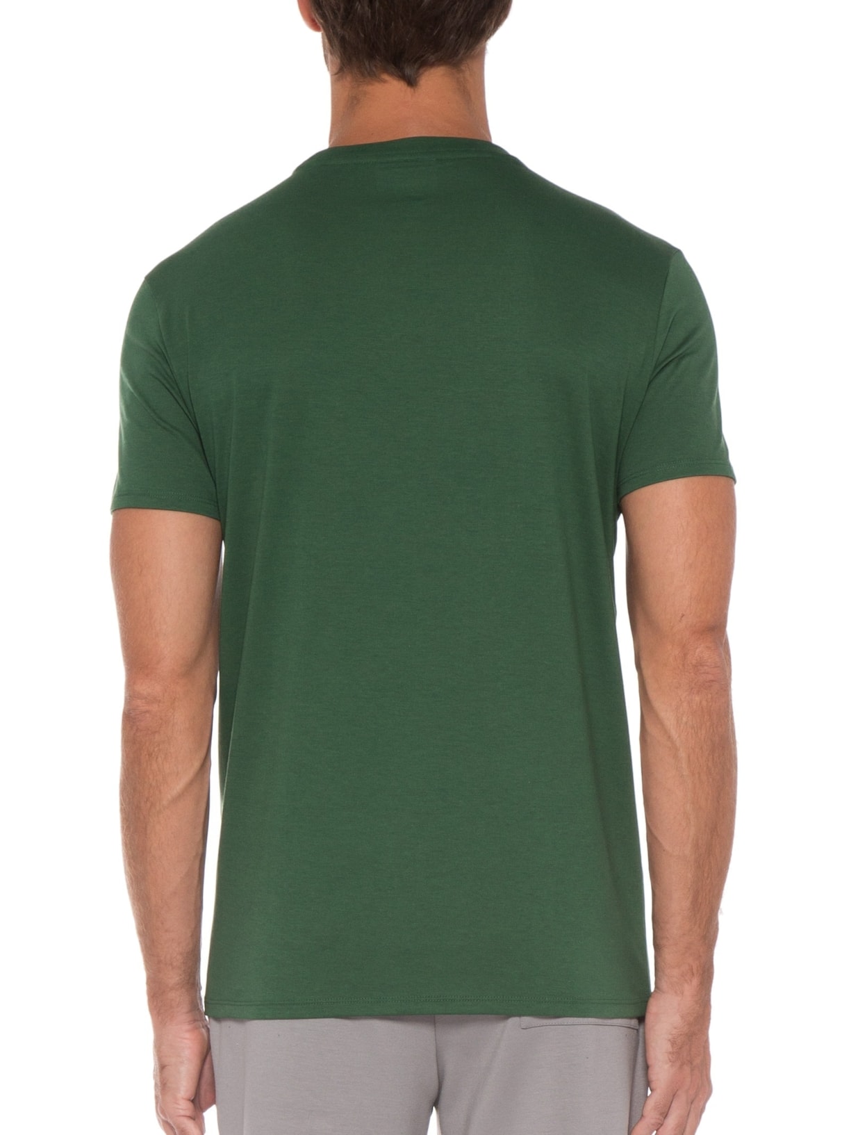 Camiseta Masculina Regular Fit Gola Redonda Em Algodão Pima Verde Lacoste