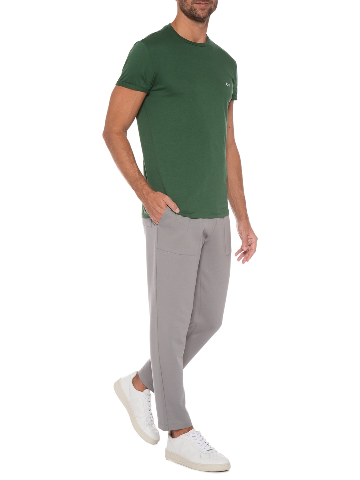 Camiseta Masculina Regular Fit Gola Redonda Em Algodão Pima - Verde