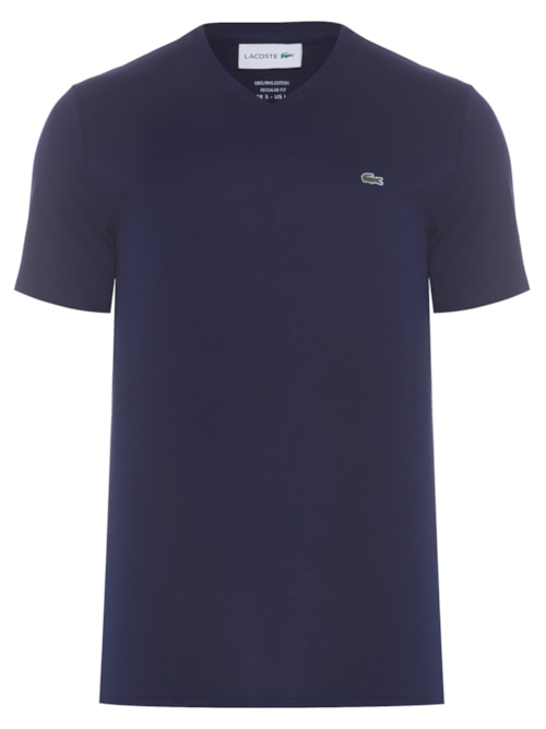 Camiseta Masculina Regular Fit Gola V Em Algodão Pima - Azul