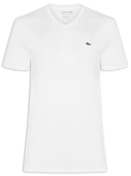 Camiseta Masculina Regular Fit Gola V Em Algodão Pima - Branco