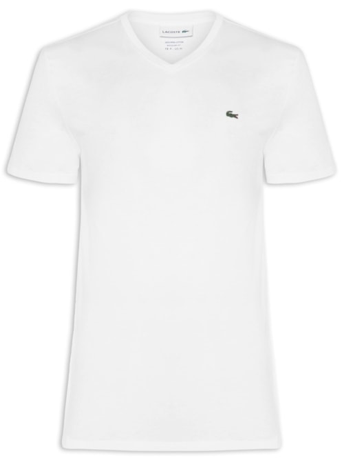 Camiseta Masculina Regular Fit Gola V Em Algodão Pima - Branco