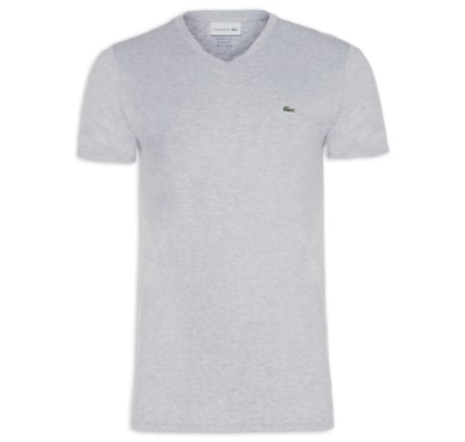 Camiseta Masculina Regular Fit Gola V Em Algodão Pima - Cinza 