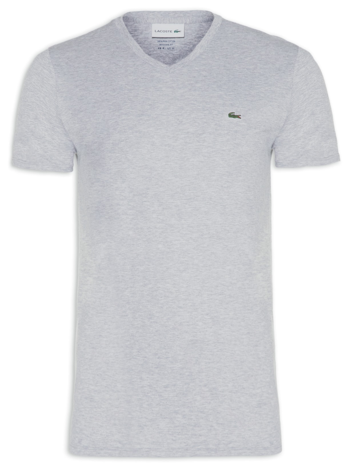 Camiseta Masculina Regular Fit Gola V Em Algodão Pima - Cinza