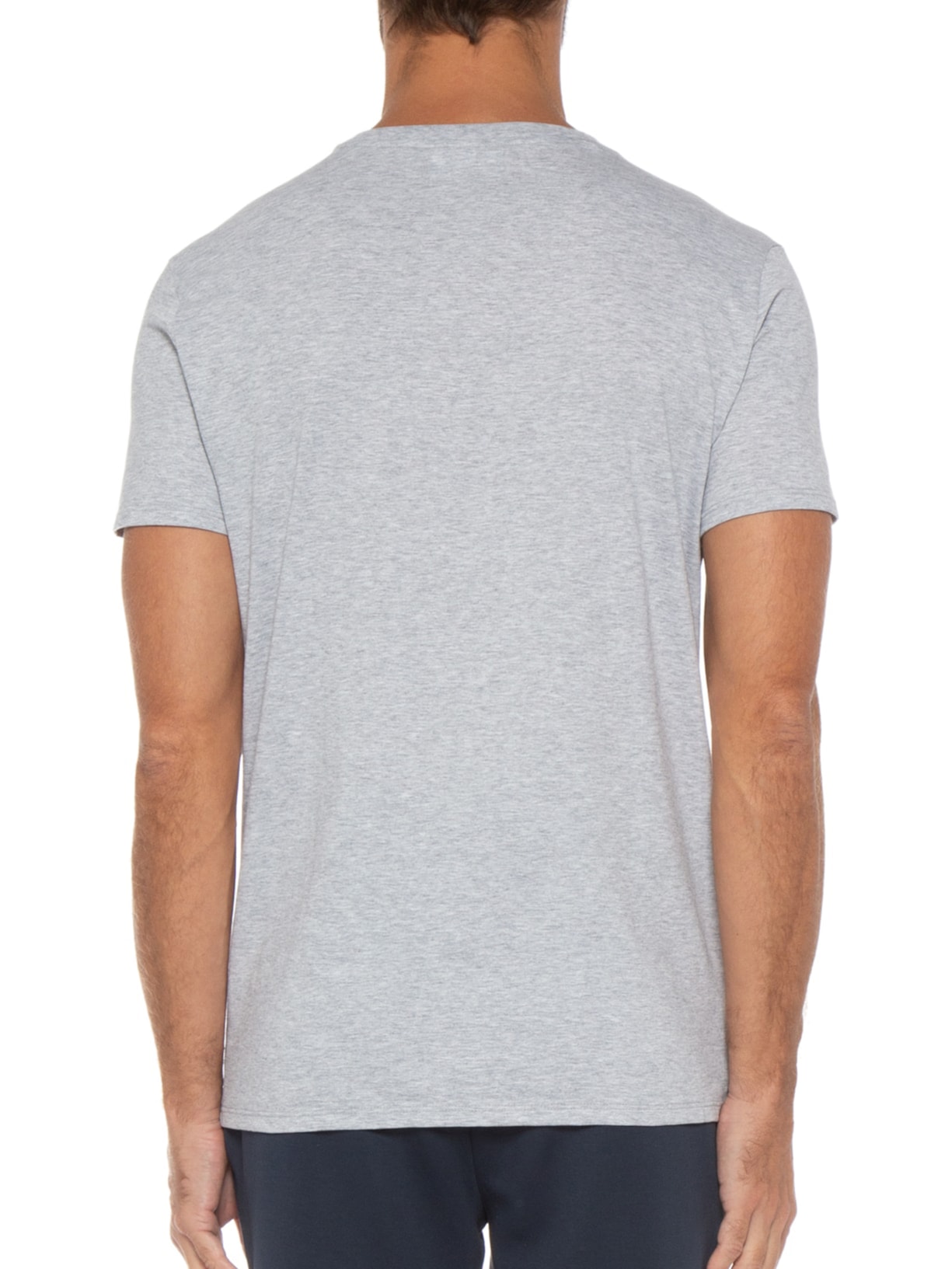 Camiseta Masculina Regular Fit Gola V Em Algodão Pima Cinza  Lacoste