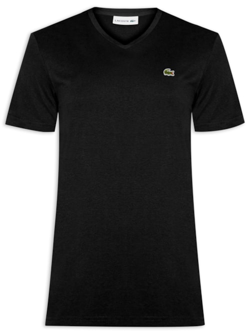 Camiseta Masculina Regular Fit Gola V Em Algodão Pima - Preto