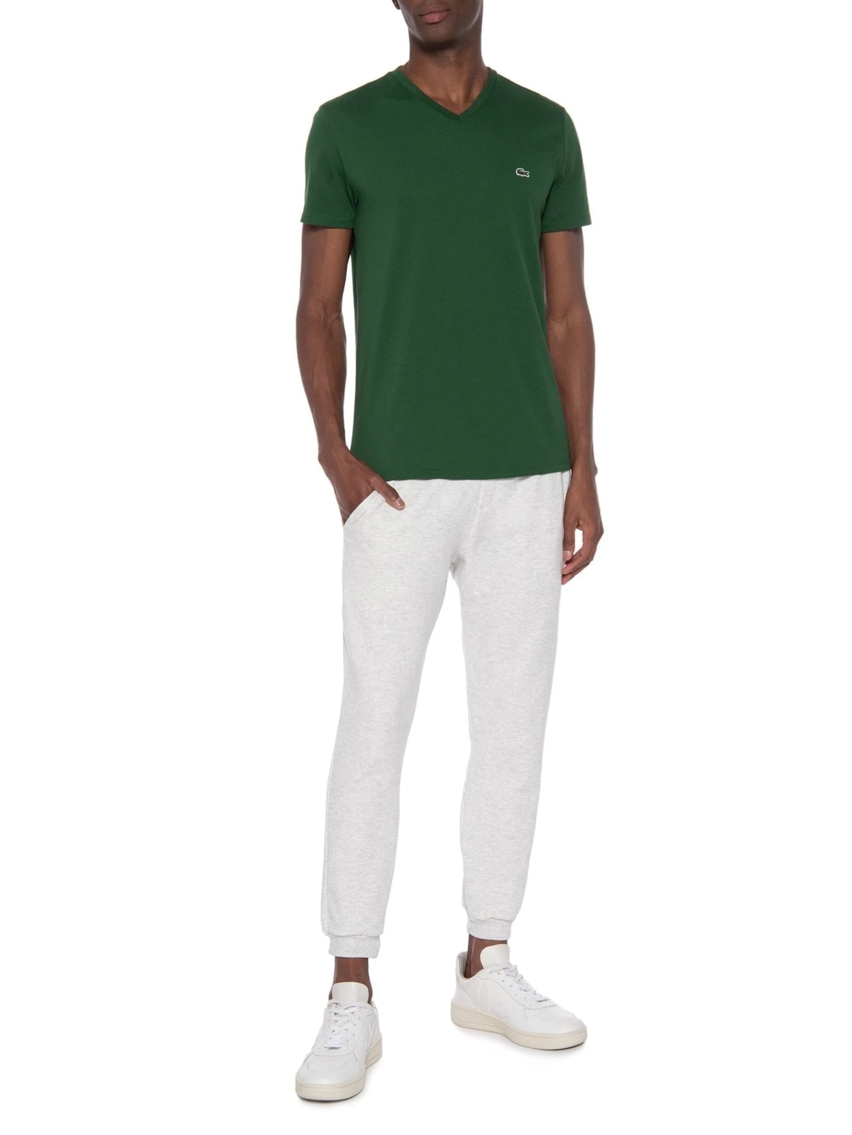 Camiseta Masculina Regular Fit Gola V Em Algodão Pima - Verde