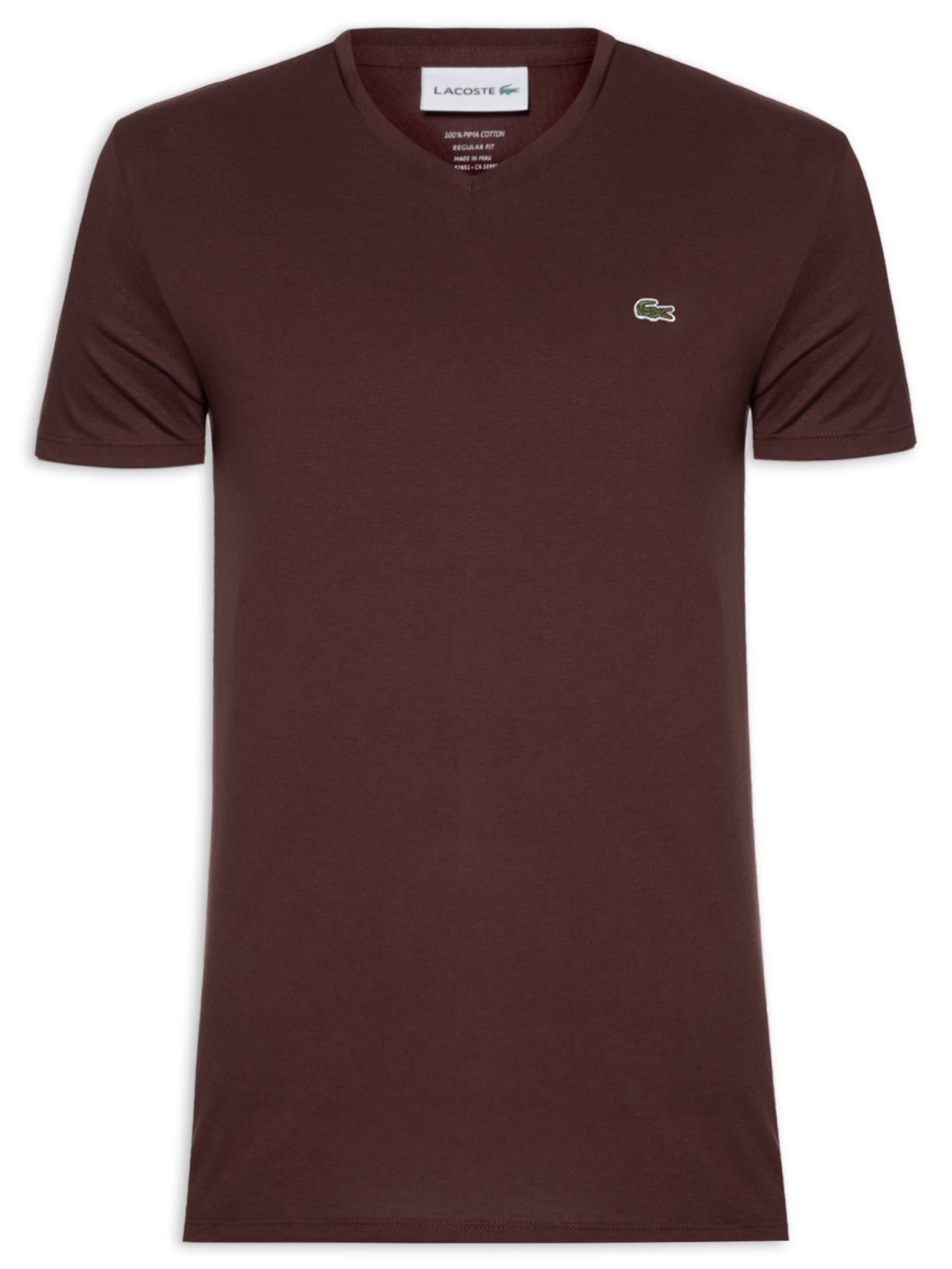 Camiseta Masculina Regular Fit Gola V Em Algodão Pima - Vermelho