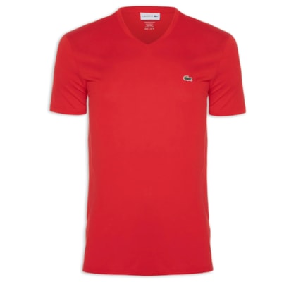 Camiseta Masculina Regular Fit Gola V Em Algodão Pima - Vermelho 