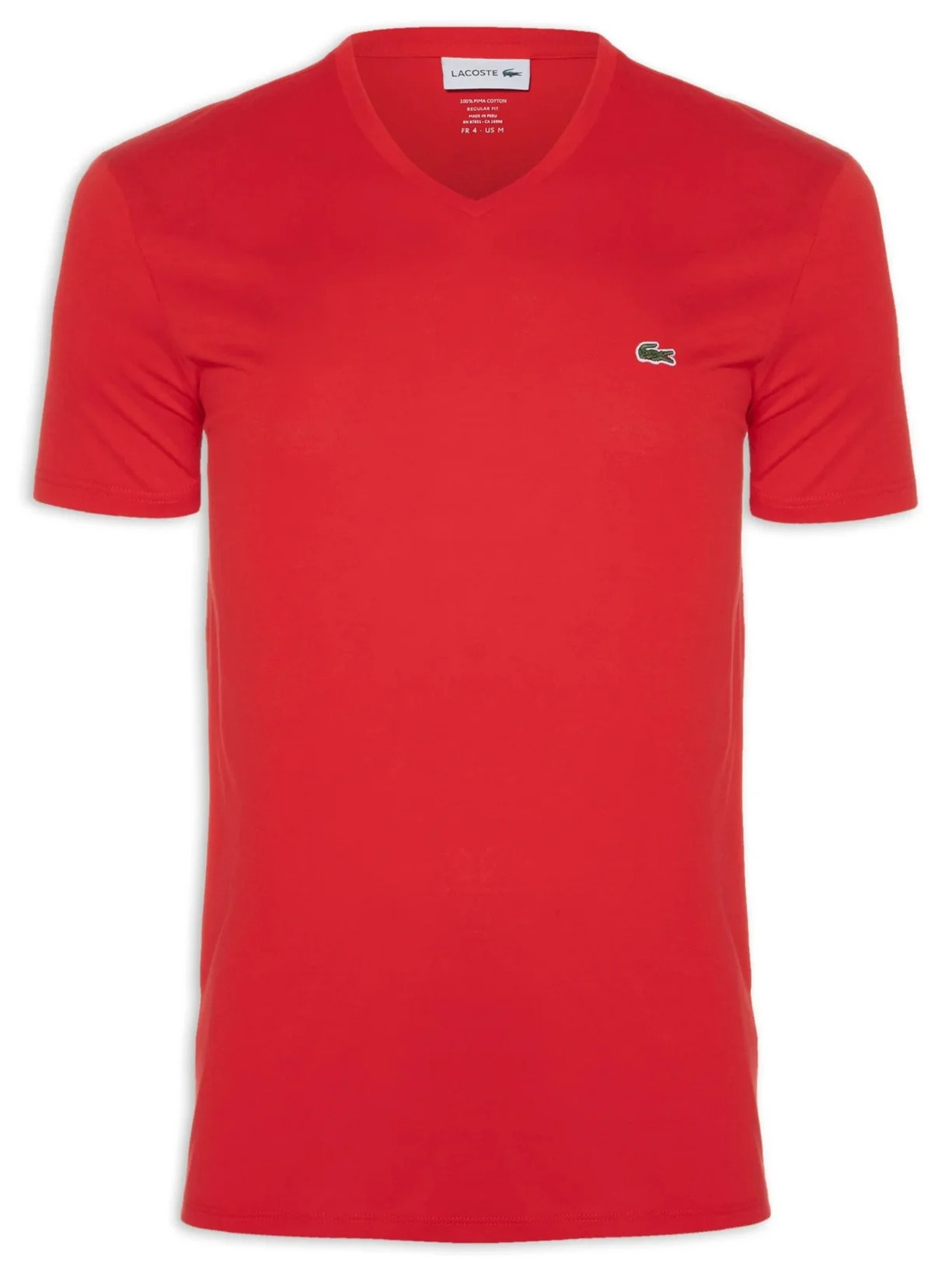 Camiseta Masculina Regular Fit Gola V Em Algodão Pima - Vermelho