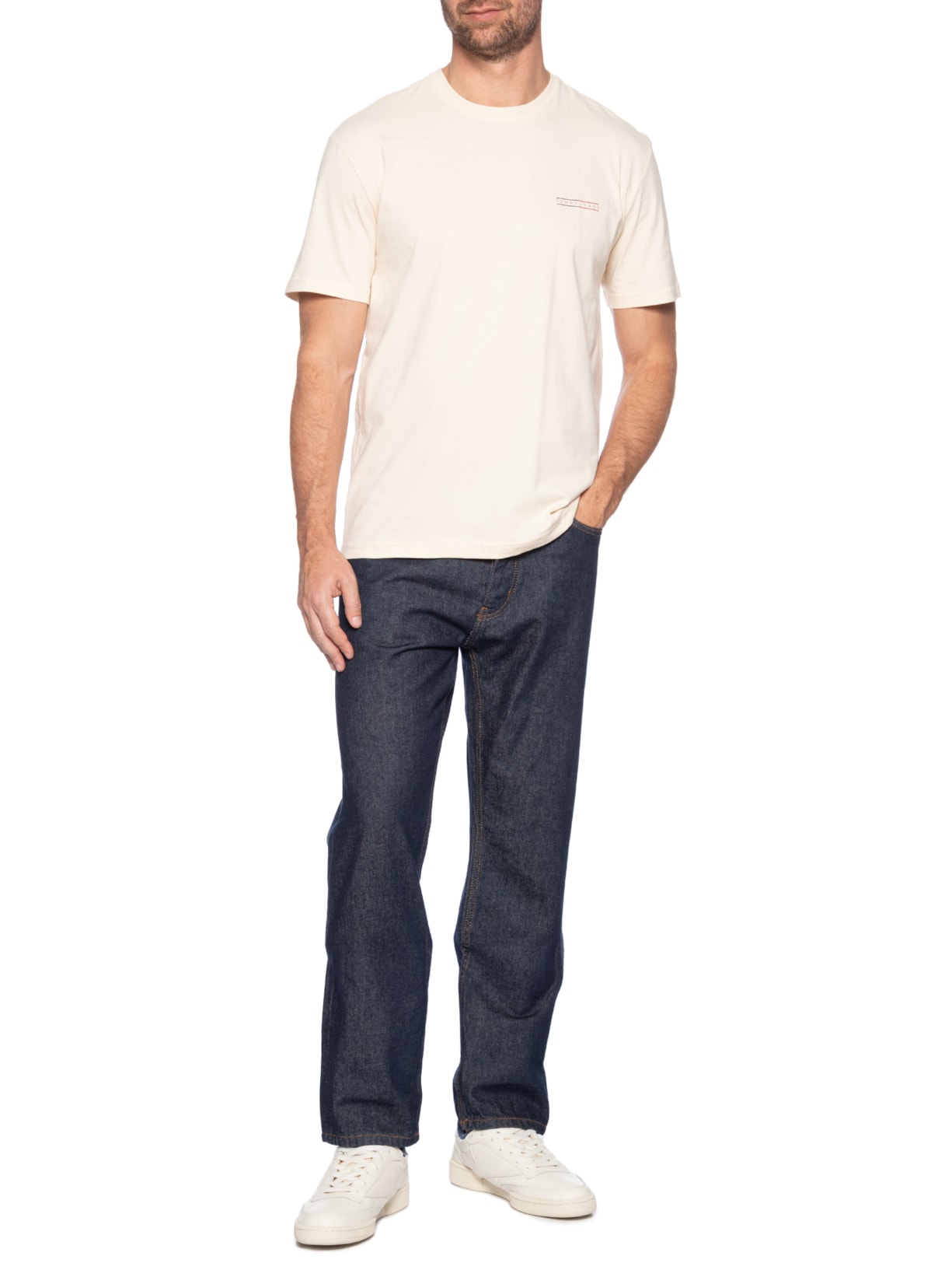 Camiseta Masculina Regular Fit Graphic Slub Bege Tommy Jeans