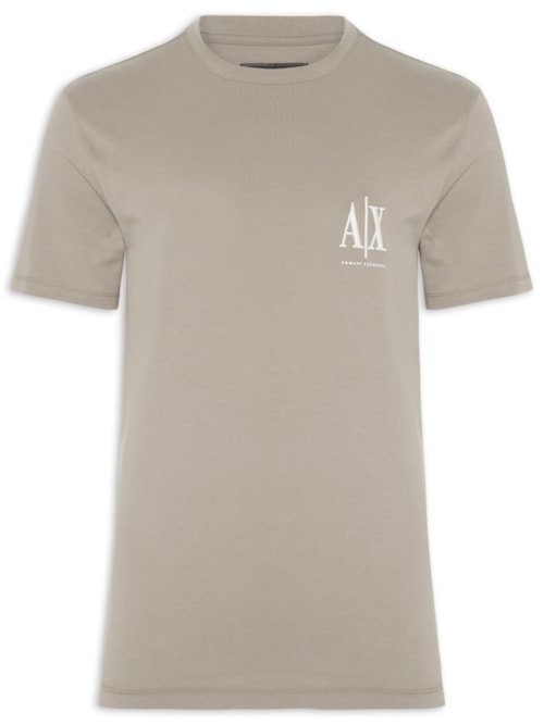Camiseta Masculina Regular Fit Icon A|X Bordado - Bege