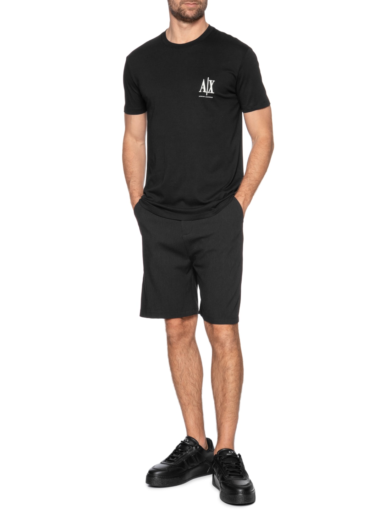 Camiseta Masculina Regular Fit Icon A|X Bordado Preto Armani Exchange