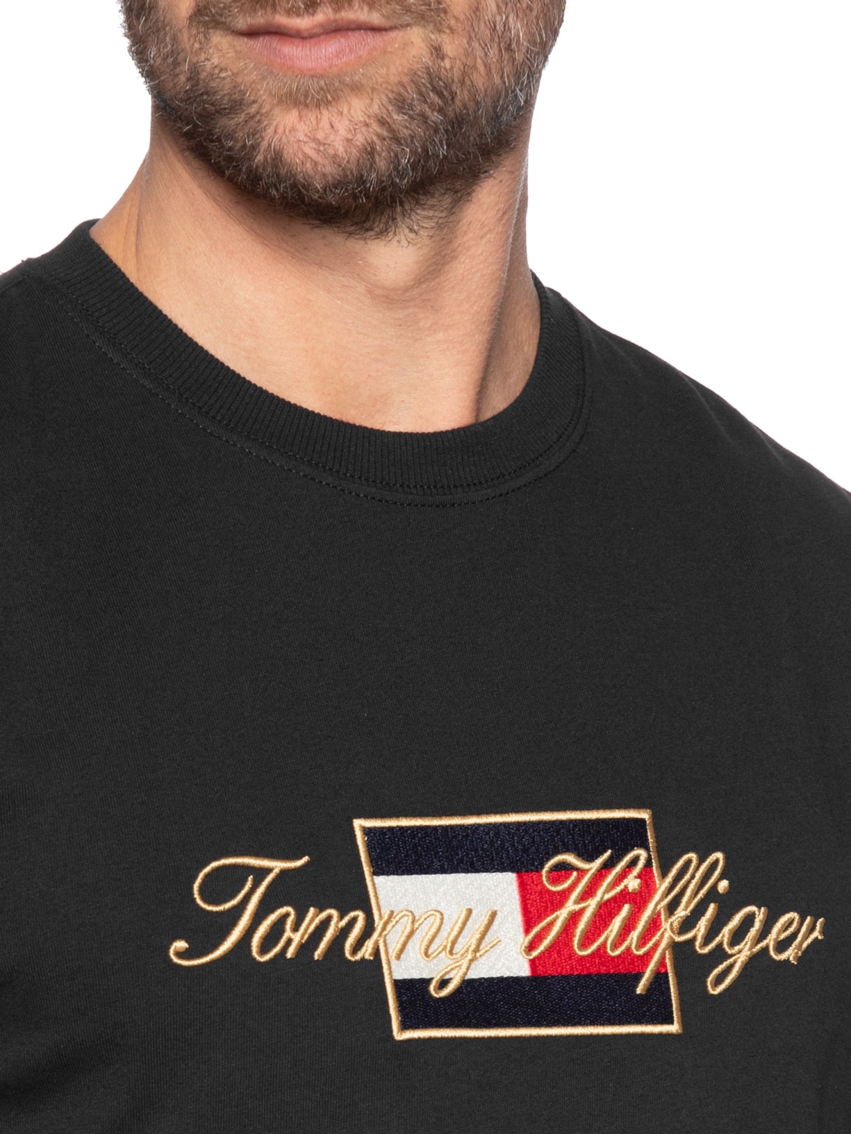 Camiseta Masculina Regular Fit Icon Gold Preto Tommy Hilfiger