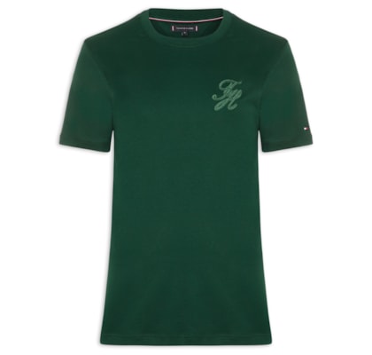 Camiseta Masculina Regular Fit Interlock Script Logo - Verde