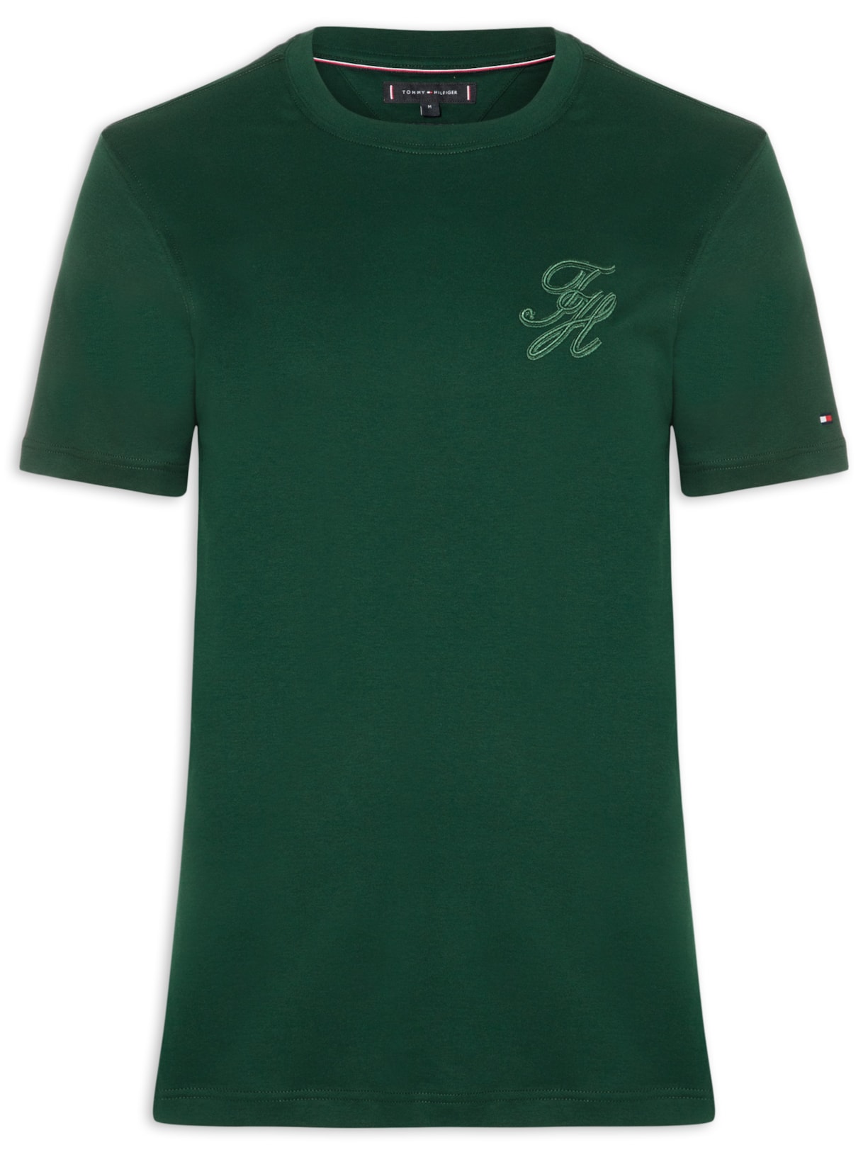 Camiseta Masculina Regular Fit Interlock Script Logo - Verde