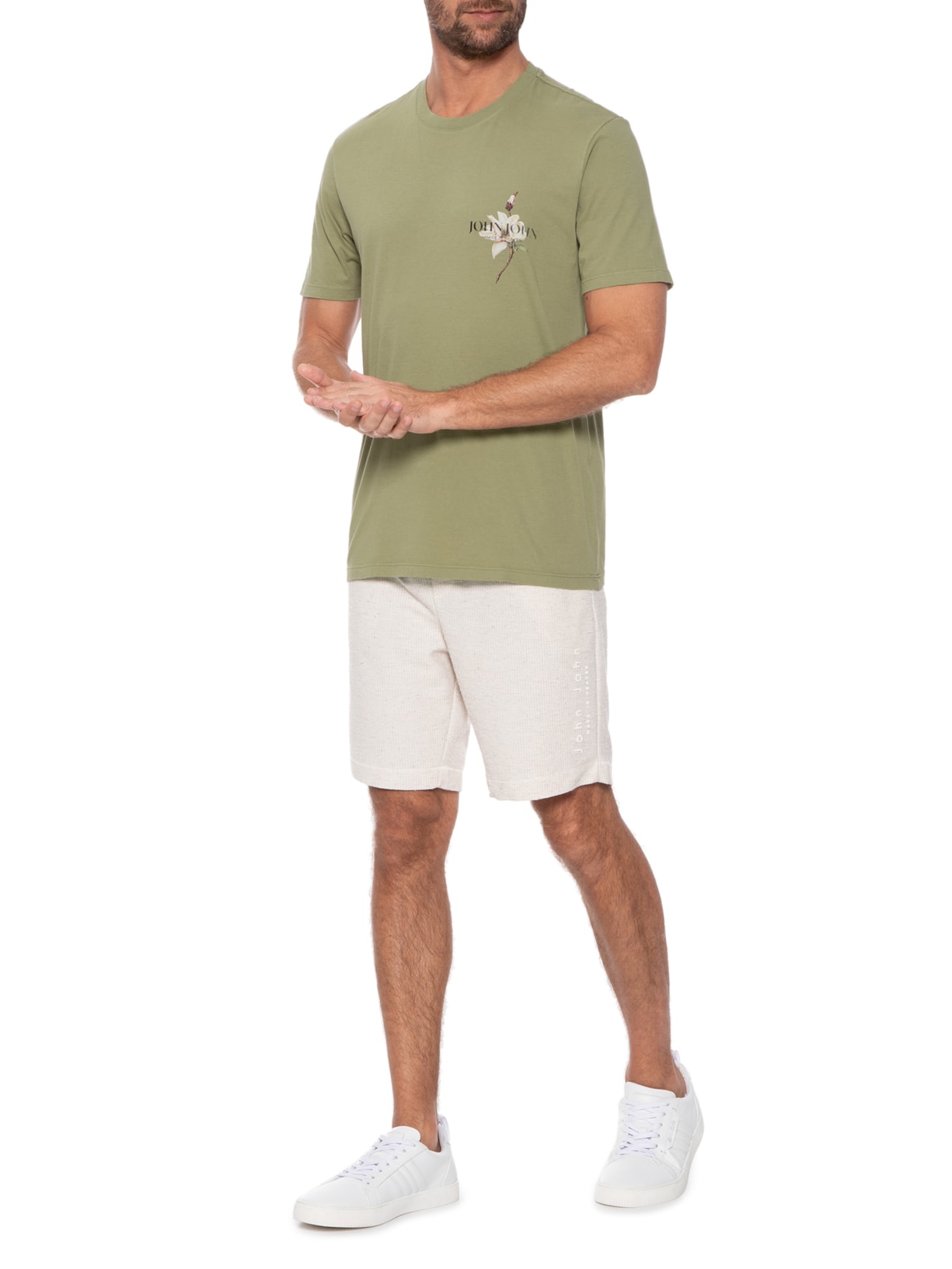 Camiseta Masculina Regular Fit Lilys Flower Verde John John