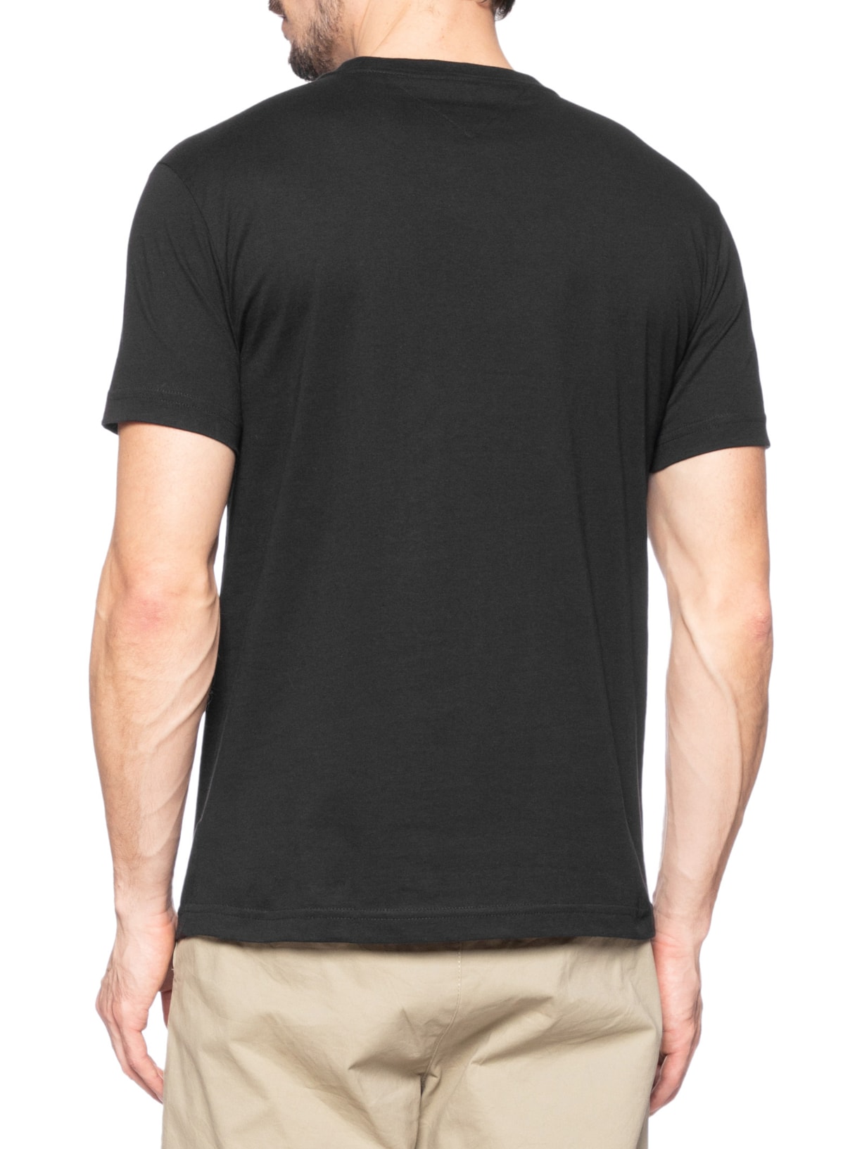 Camiseta Masculina Regular Fit Linear Flag Graphic Preto Tommy Hilfiger