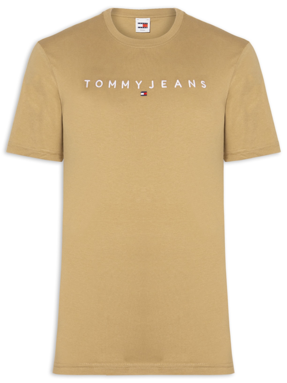 Camiseta Masculina Regular Fit Linear Logo Bordado - Bege