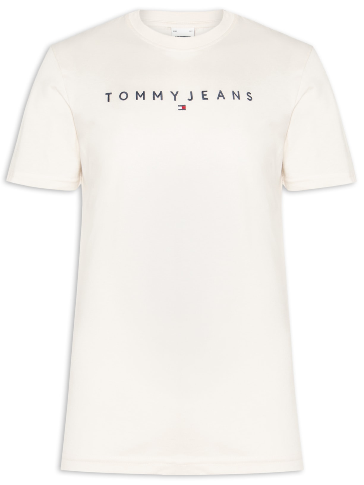 Camiseta Masculina Regular Fit Linear Logo Bordado Branco Tommy Jeans
