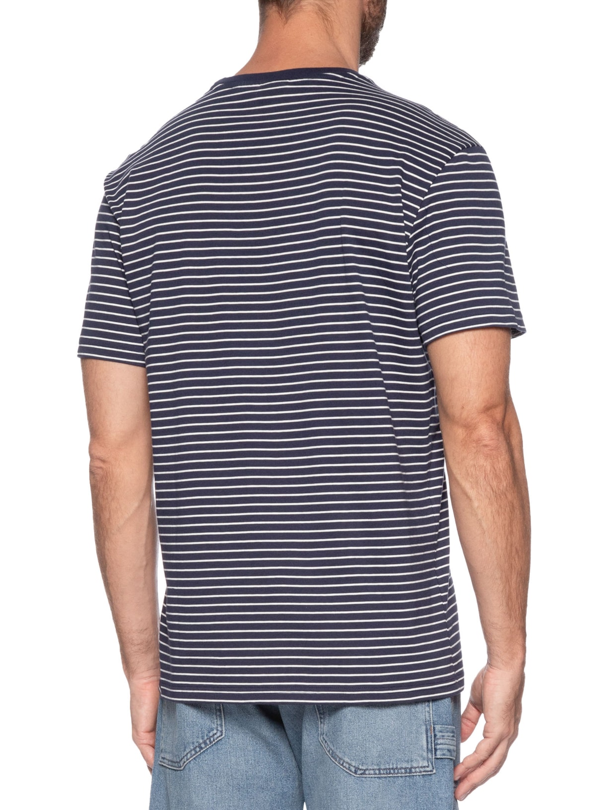 Camiseta Masculina Regular Fit Listrada Azul Tommy Jeans