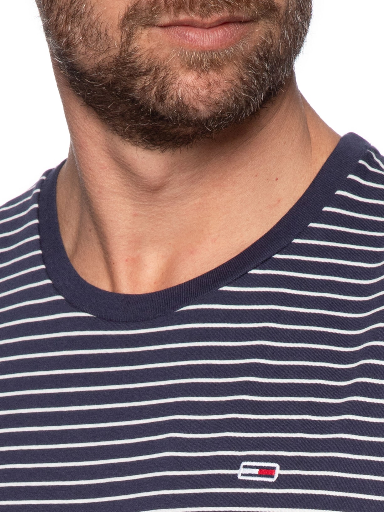 Camiseta Masculina Regular Fit Listrada Azul Tommy Jeans