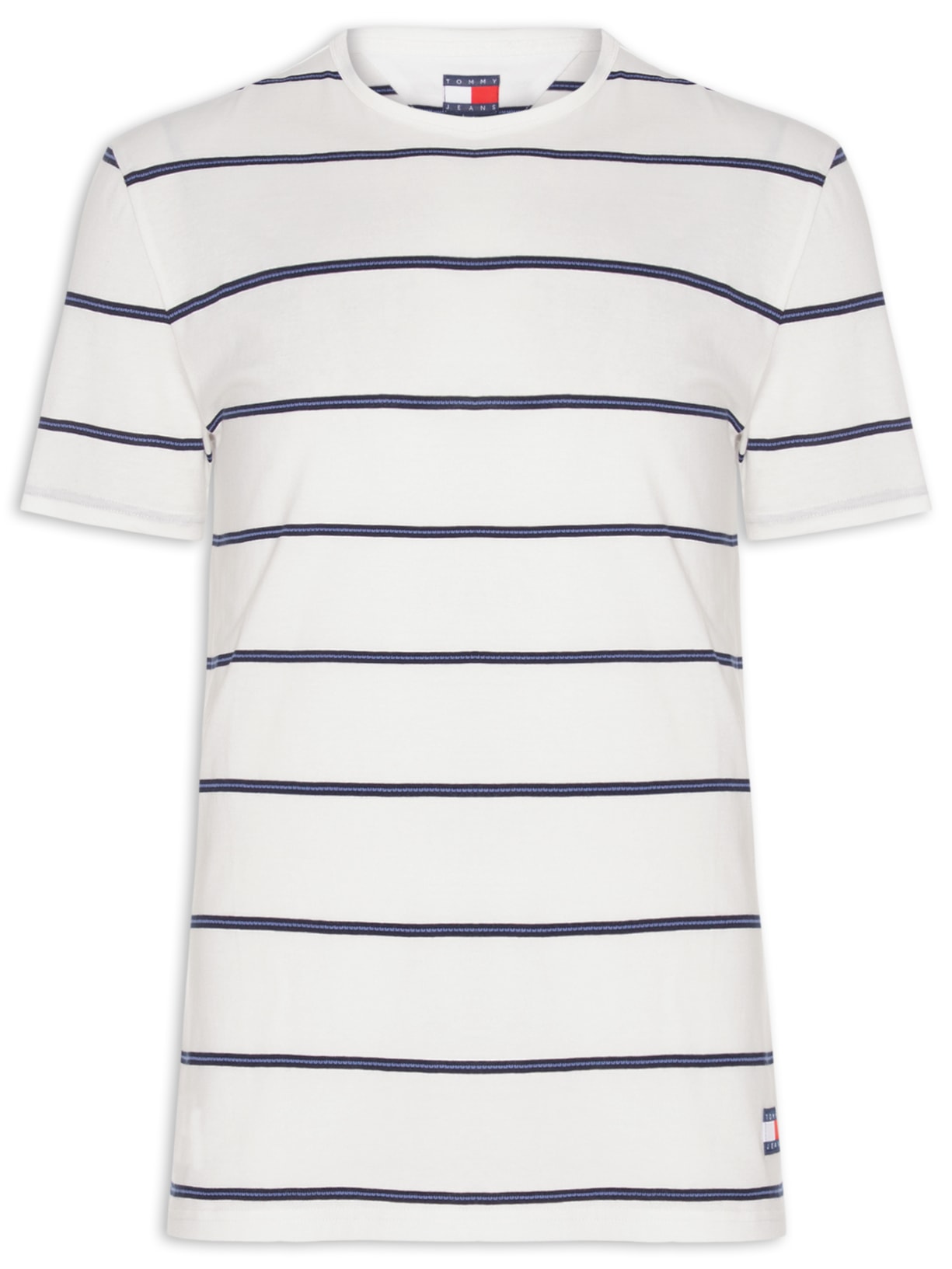 Camiseta Masculina Regular Fit Listrada Branco Tommy Jeans