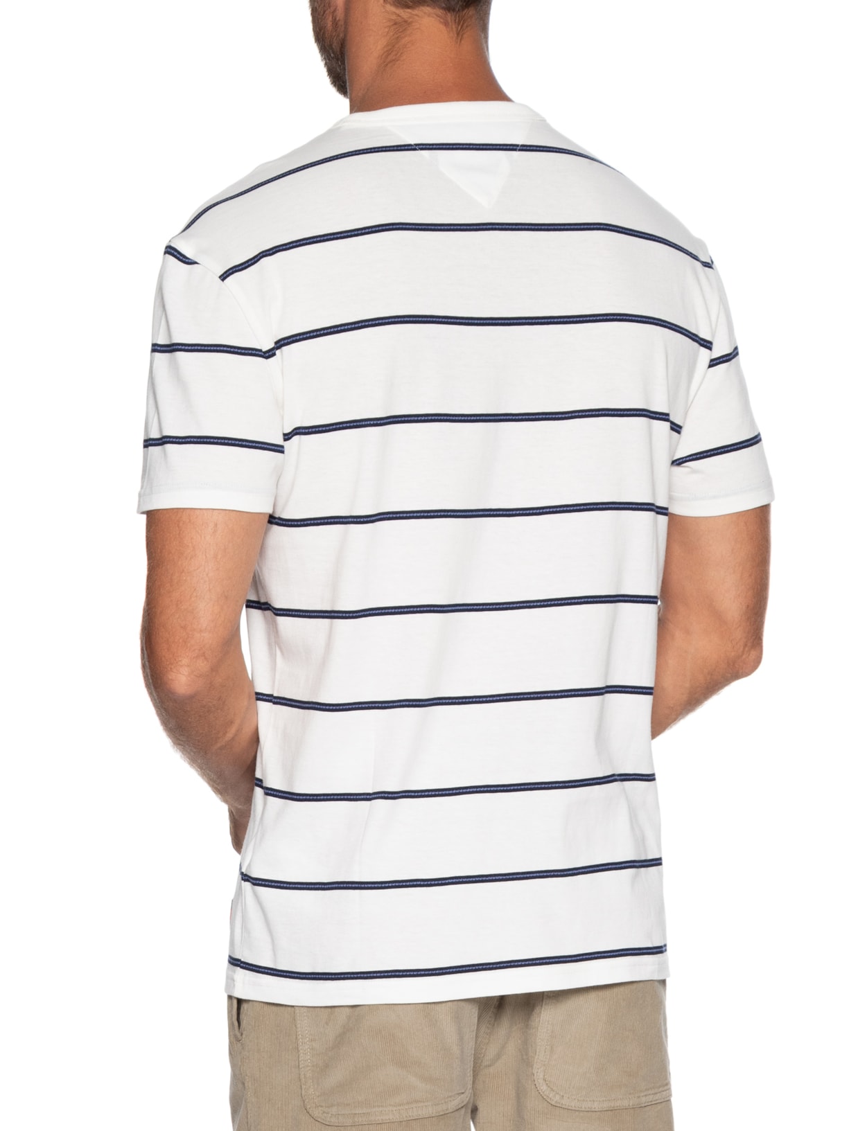 Camiseta Masculina Regular Fit Listrada Branco Tommy Jeans