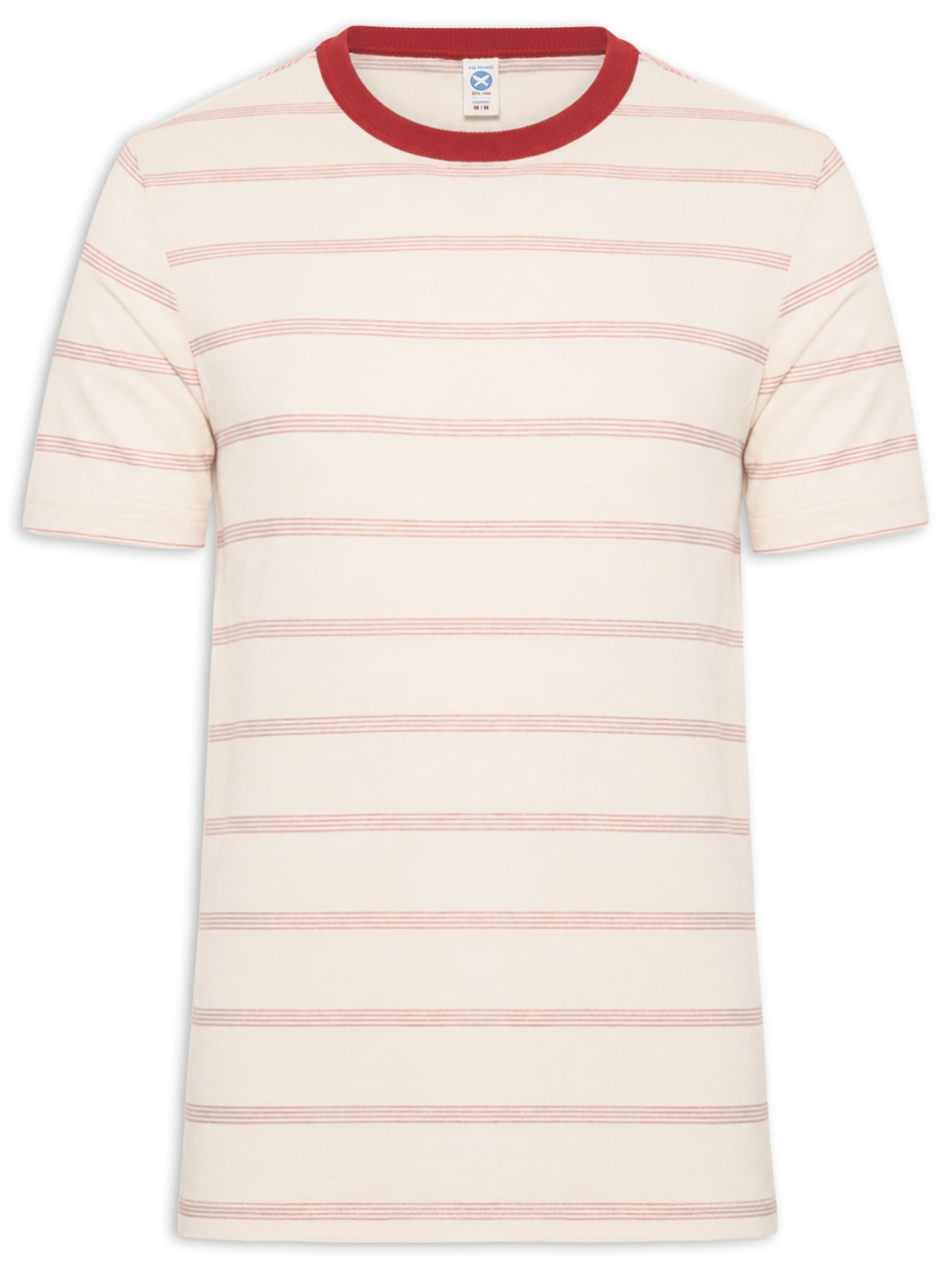 Camiseta Masculina Regular Fit Listras Branco Hering
