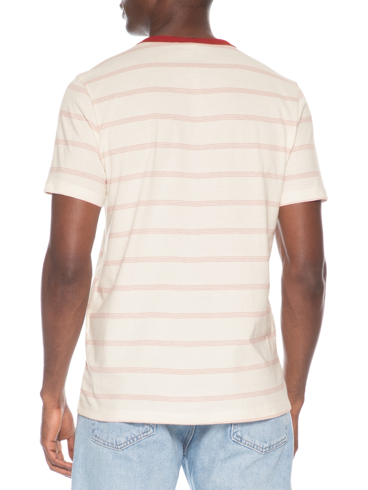 Camiseta Masculina Regular Fit Listras Branco Hering