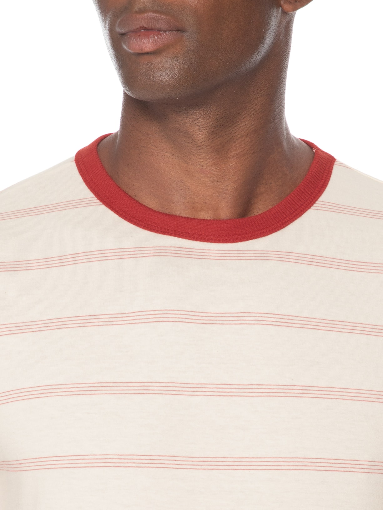Camiseta Masculina Regular Fit Listras Branco Hering