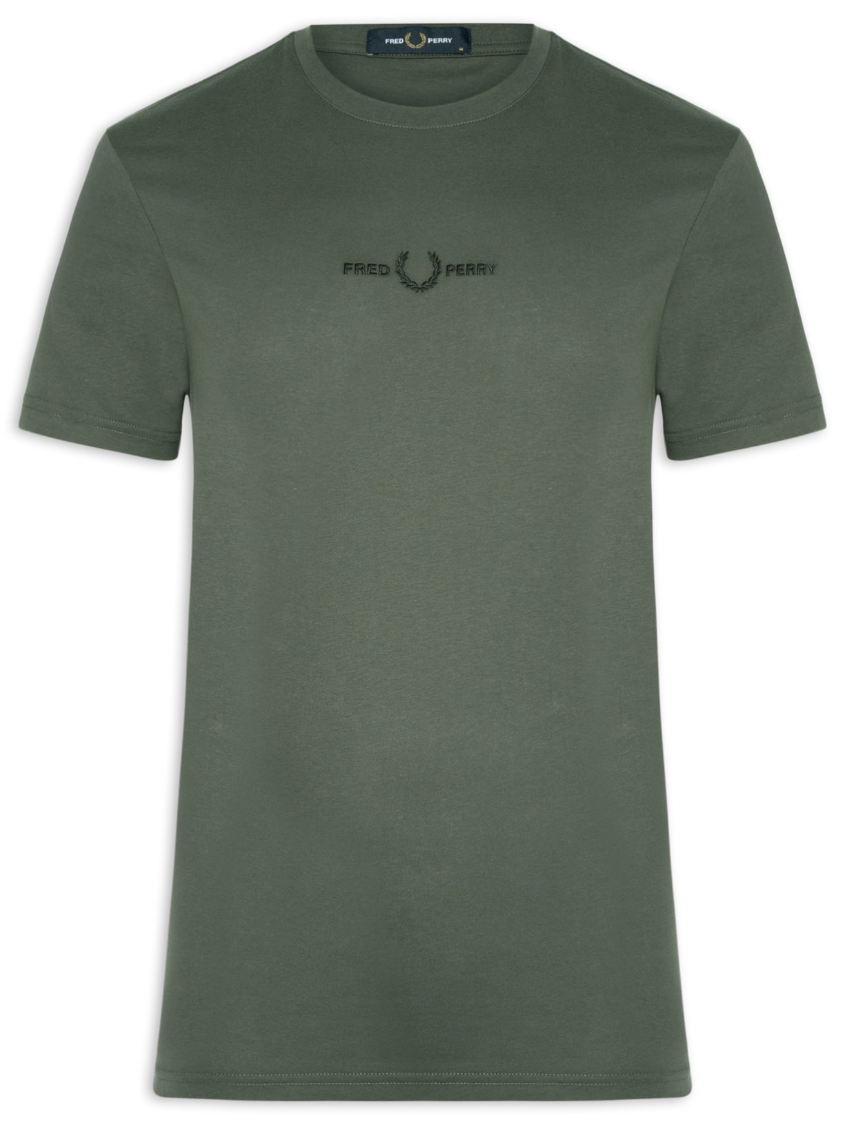 Camiseta Masculina Regular Fit Logo Bordado Em Algodão Verde Fred Perry