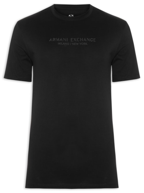 Camiseta Masculina Regular Fit Logo Milano / New York - Preto