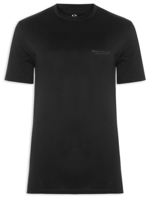 Camiseta Masculina Regular Fit Logo Milano / New York - Preto